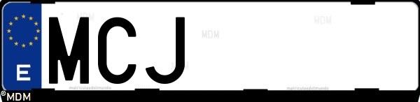 Matrícula española MCJ, correspondiente al año 2022