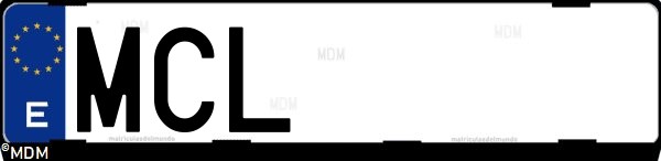 Matrícula española MCL, correspondiente al año 2022