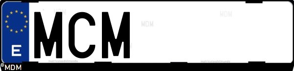 Matrícula española MCM, correspondiente al año 2022