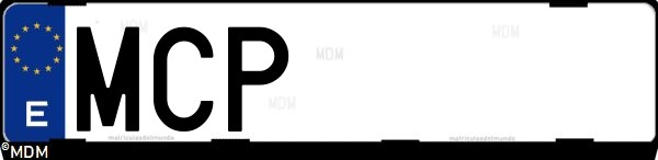 Matrícula española MCP, correspondiente al año 2022