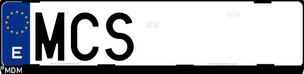Matrícula española MCS, correspondiente al año 2022
