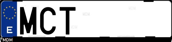 Matrícula española MCT, correspondiente al año 2022