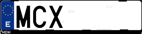 Matrícula española MCX, correspondiente al año 2022