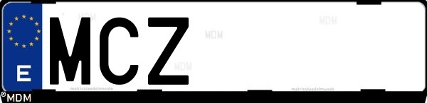 Matrícula española MCZ, correspondiente al año 2022