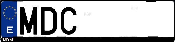 Matrícula española MDC, correspondiente al año 2022
