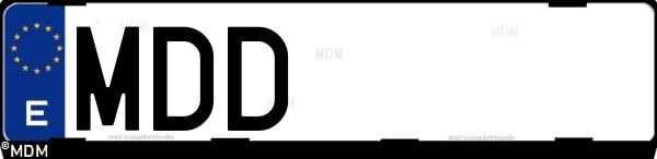 Matrícula española MDD, correspondiente al año 2022