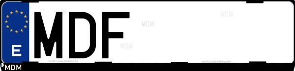 Matrícula española MDF, correspondiente al año 2023