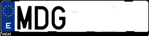 Matrícula española MDG, correspondiente al año 2023