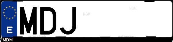 Matrícula española MDJ, correspondiente al año 2023
