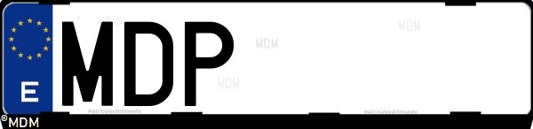 Matrícula española MDP, correspondiente al año 2023
