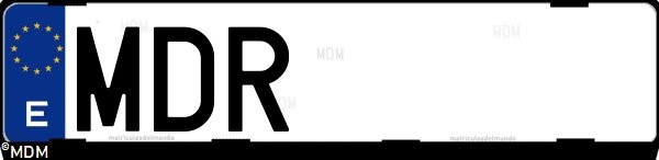 Matrícula española MDR, correspondiente al año 2023