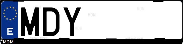 Matrícula española MDY, correspondiente al año 2023
