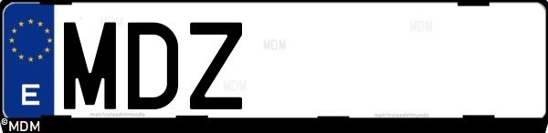 Matrícula española MDZ, correspondiente al año 2023