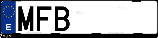 Matrícula española MFB, correspondiente al año 2023