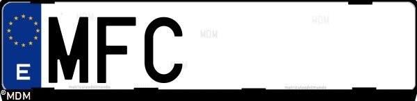 Matrícula española MFC, correspondiente al año 2023