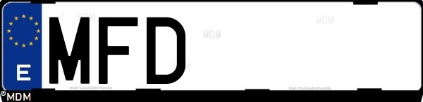 Matrícula española MFD, correspondiente al año 2023