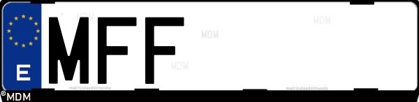 Matrícula española MFF, correspondiente al año 2023