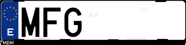 Matrícula española MFG, correspondiente al año 2023