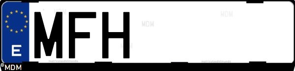 Matrícula española MFH, correspondiente al año 2023