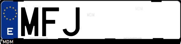 Matrícula española MFJ, correspondiente al año 2023