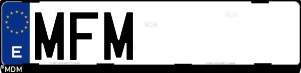 Matrícula española MFM, correspondiente al año 2023
