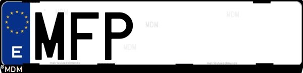 Matrícula española MFP, correspondiente al año 2023