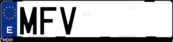 Matrícula española MFV, correspondiente al año 2023
