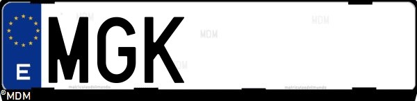 Matrícula española MGK, correspondiente al año 2023