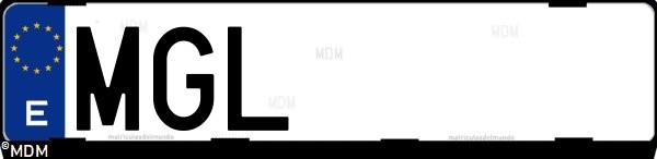 Matrícula española MGL, correspondiente al año 2023