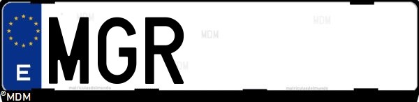 Matrícula española MGR, correspondiente al año 2023