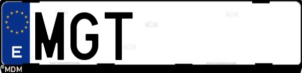 Matrícula española MGT, correspondiente al año 2023