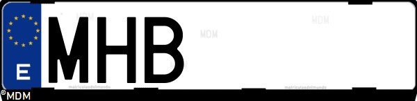 Matrícula española MHB, correspondiente al año 2023