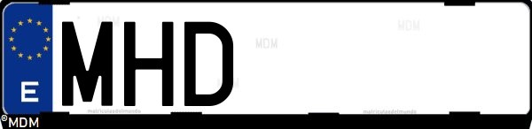 Matrícula española MHD, correspondiente al año 2023