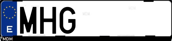 Matrícula española MHG, correspondiente al año 2023