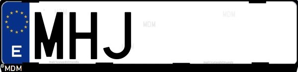 Matrícula española MHJ, correspondiente al año 2023