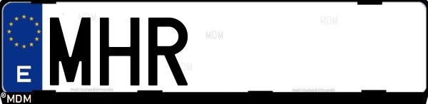 Matrícula española MHR, correspondiente al año 2023