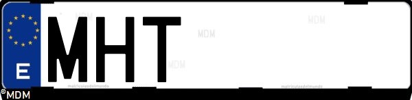 Matrícula española MHT, correspondiente al año 2023
