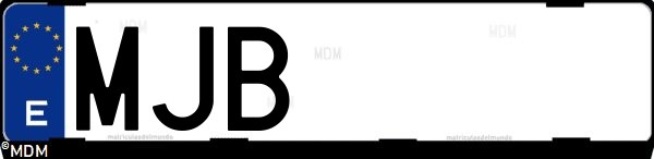 Matrícula española MJB, correspondiente al año 2023