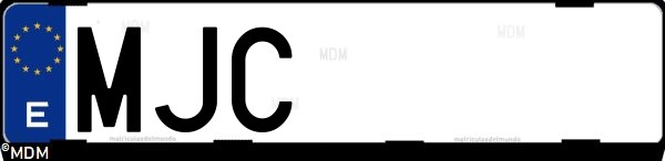 Matrícula española MJC, correspondiente al año 2023
