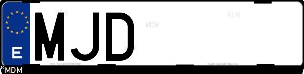 Matrícula española MJD, correspondiente al año 2023
