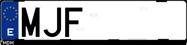 Matrícula española MJF, correspondiente al año 2023