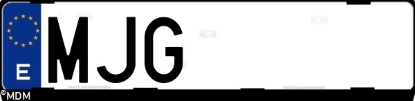 Matrícula española MJG, correspondiente al año 2023