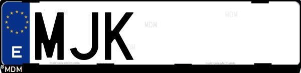Matrícula española MJK, correspondiente al año 2023