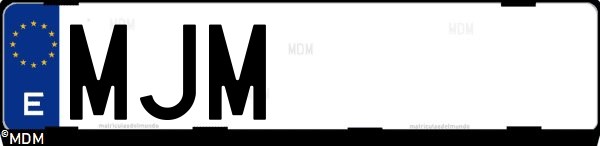 Matrícula española MJM, correspondiente al año 2023