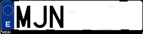 Matrícula española MJN, correspondiente al año 2023