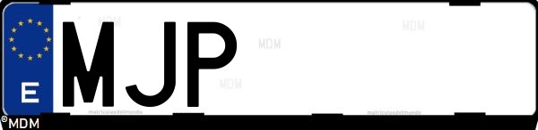 Matrícula española MJP, correspondiente al año 2023