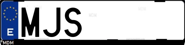 Matrícula española MJS, correspondiente al año 2023