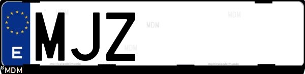Matrícula española MJZ, correspondiente al año 2023