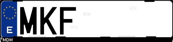 Matrícula española MKF, correspondiente al año 2023