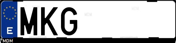Matrícula española MKG, correspondiente al año 2023